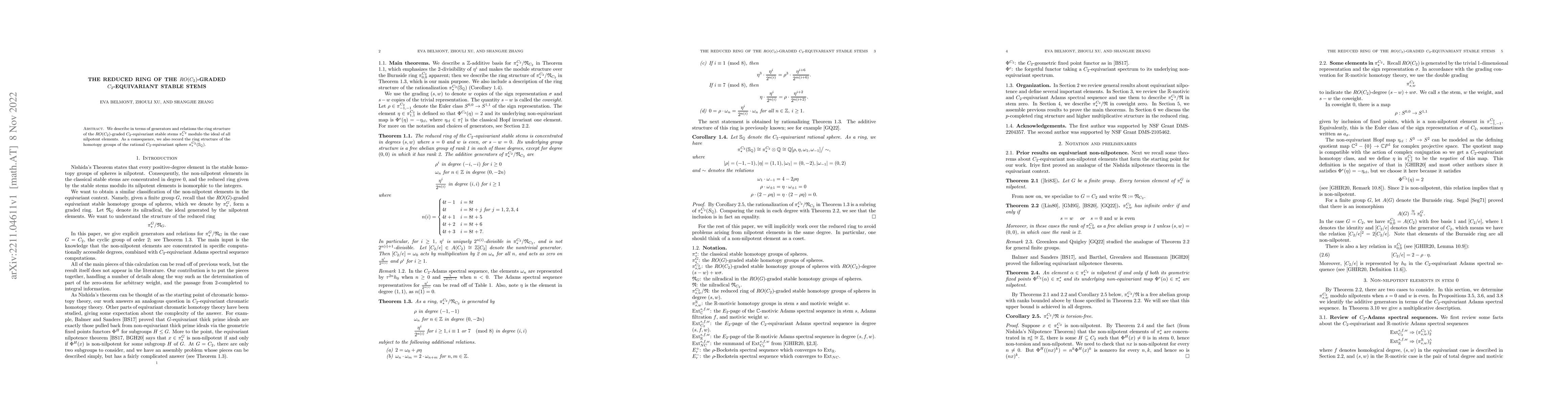 Thumbnail for The reduced ring of the $RO(C_2)$-graded $C_2$-equivariant stable stems
