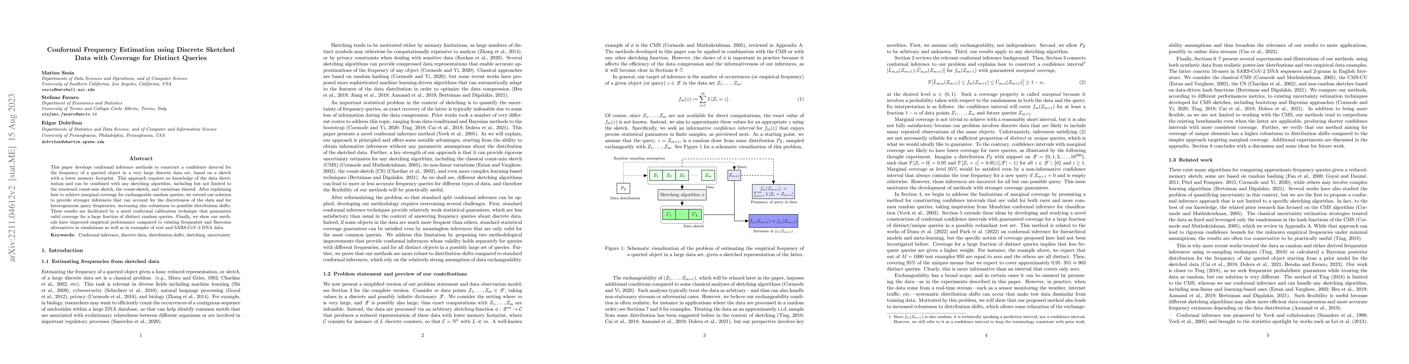 Thumbnail for Conformal Frequency Estimation using Discrete Sketched Data with
  Coverage for Distinct Queries