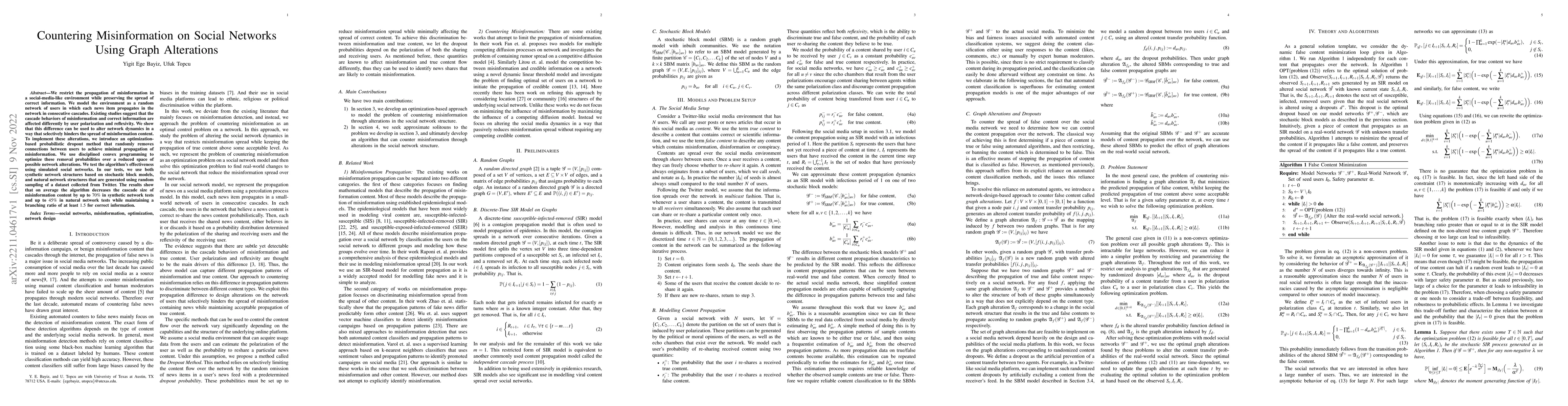 Thumbnail for Countering Misinformation on Social Networks Using Graph Alterations
