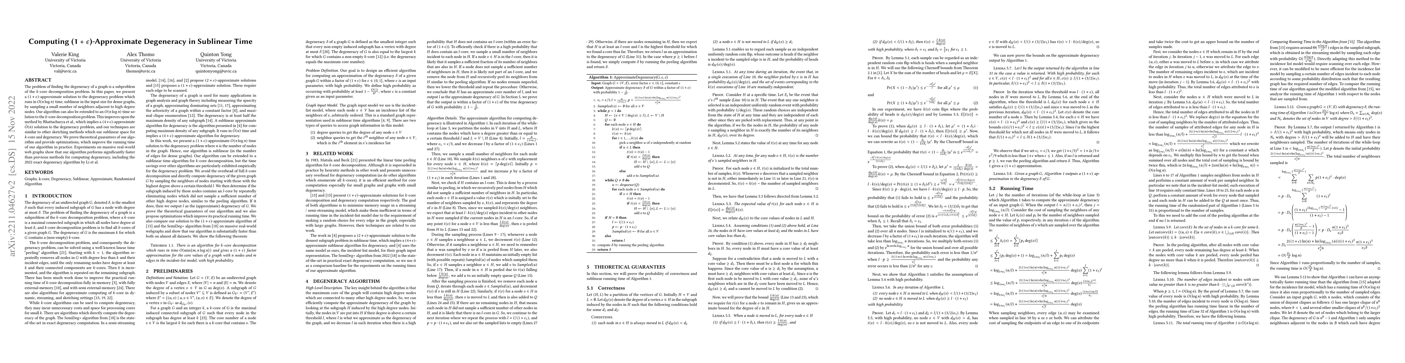 Thumbnail for Computing (1+epsilon)-Approximate Degeneracy in Sublinear Time