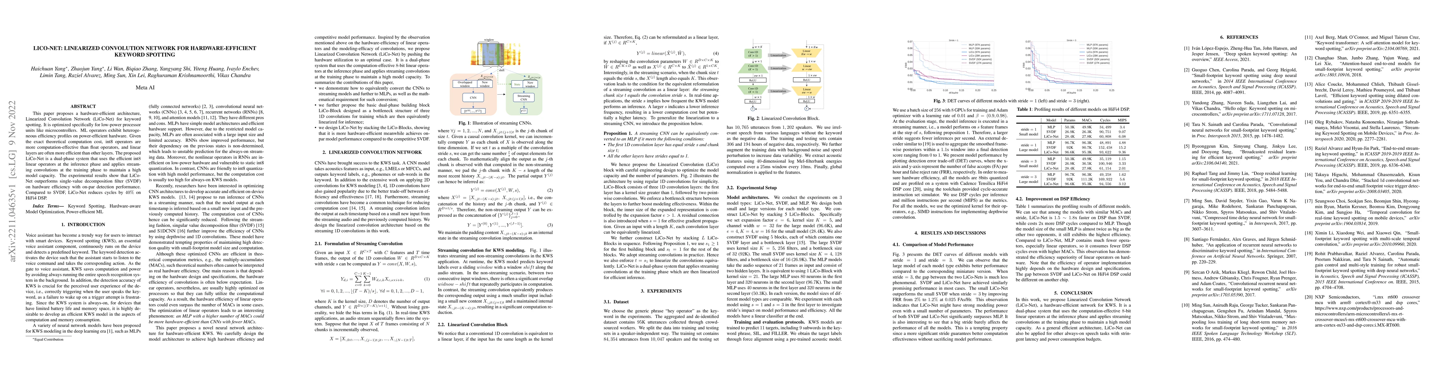 Thumbnail for LiCo-Net: Linearized Convolution Network for Hardware-efficient Keyword
  Spotting