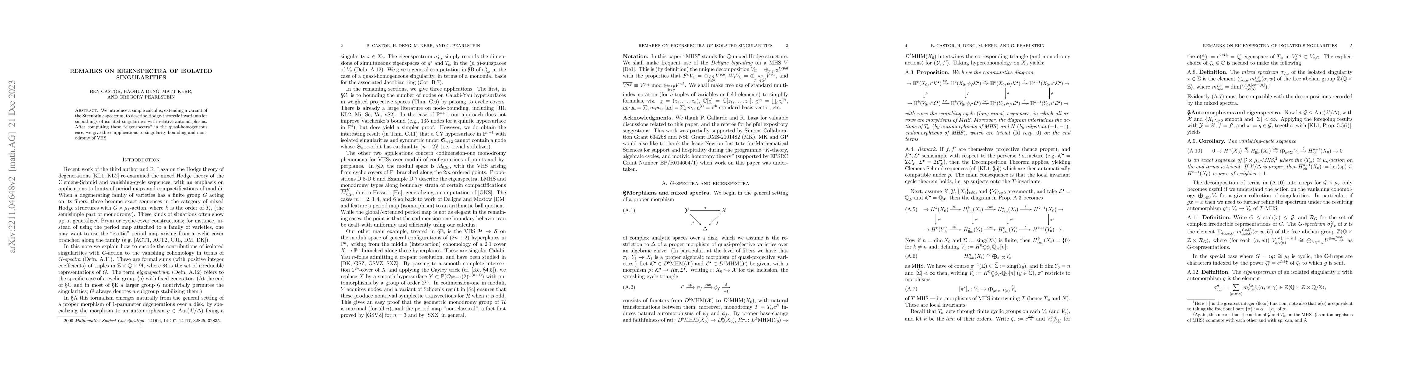 Thumbnail for Remarks on eigenspectra of isolated singularities