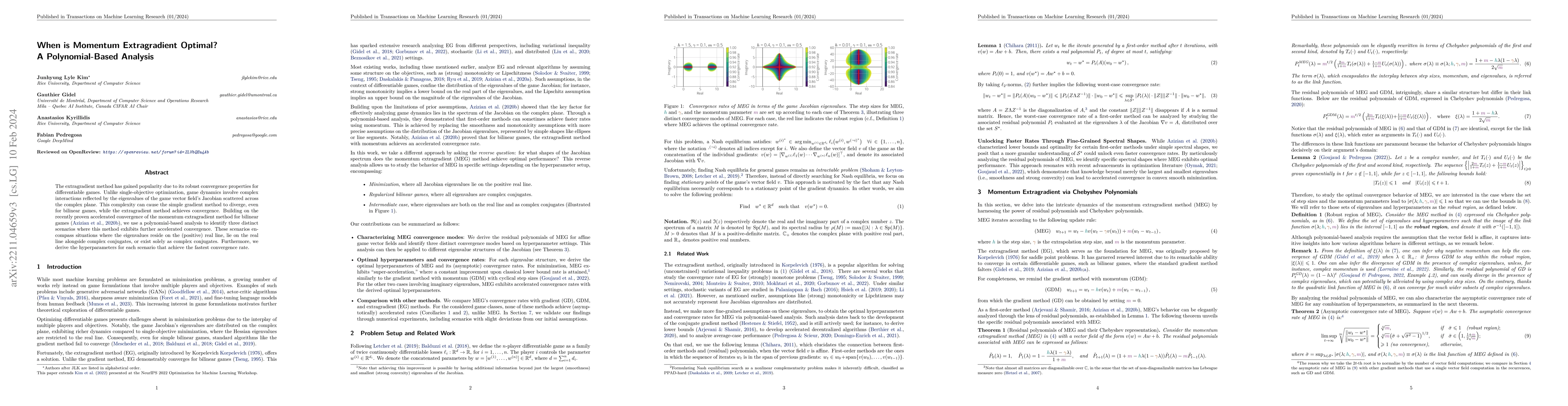 Thumbnail for When is Momentum Extragradient Optimal? A Polynomial-Based Analysis