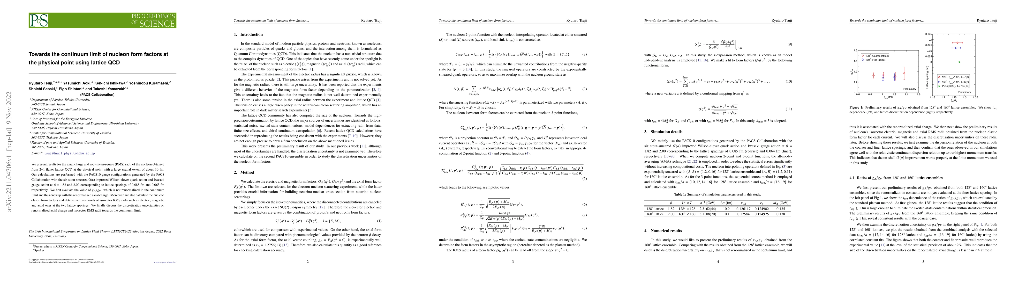 Thumbnail for Towards the continuum limit of nucleon form factors at the physical
  point using lattice QCD