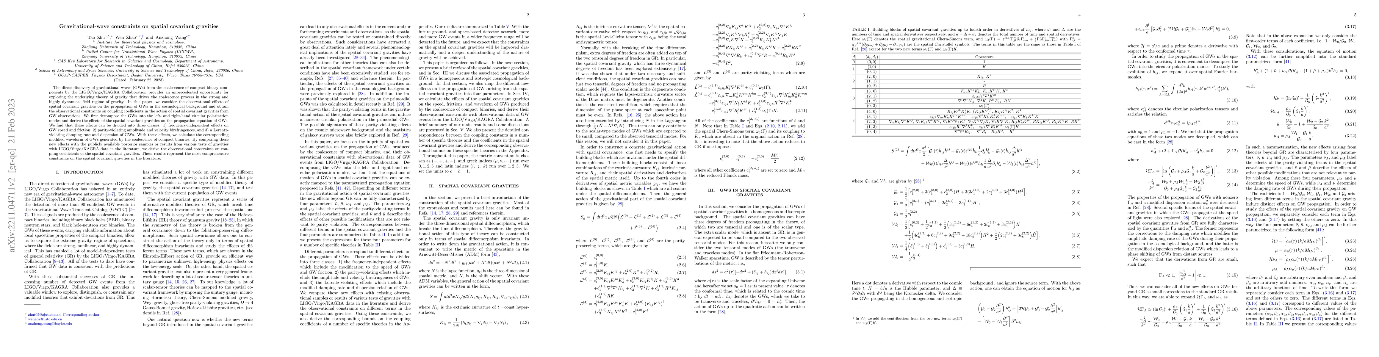 Thumbnail for Gravitational wave constraints on spatial covariant gravities