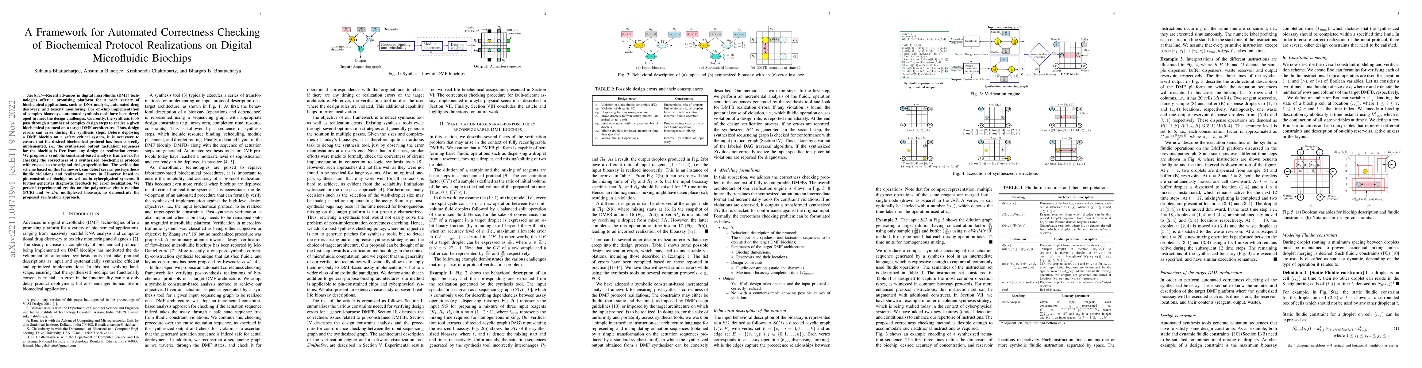 Thumbnail for A Framework for Automated Correctness Checking of Biochemical Protocol
  Realizations on Digital Microfluidic Biochips