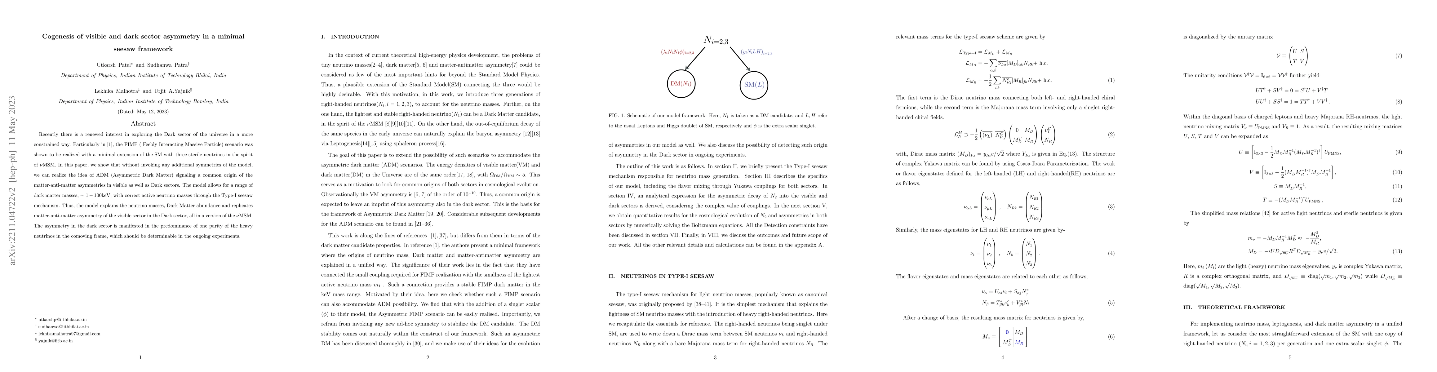Thumbnail for Cogenesis of visible and dark sector asymmetry in a minimal seesaw
  framework