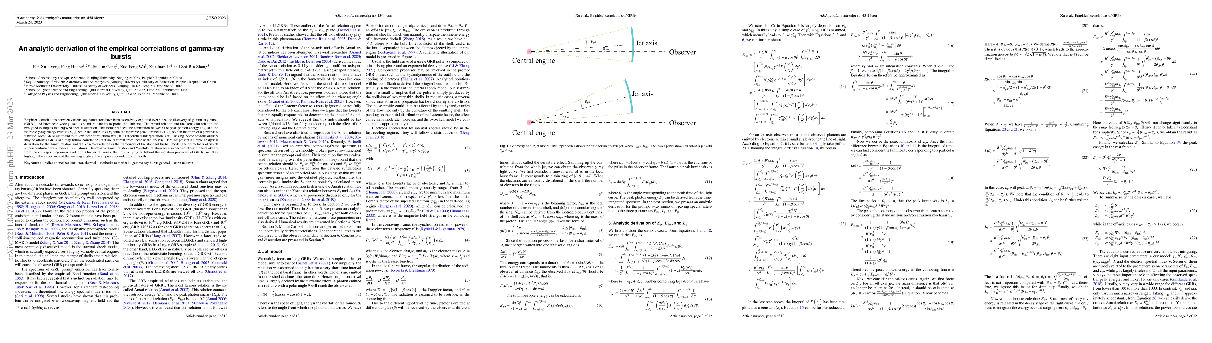 Thumbnail for An analytic derivation of the empirical correlations of gamma-ray bursts