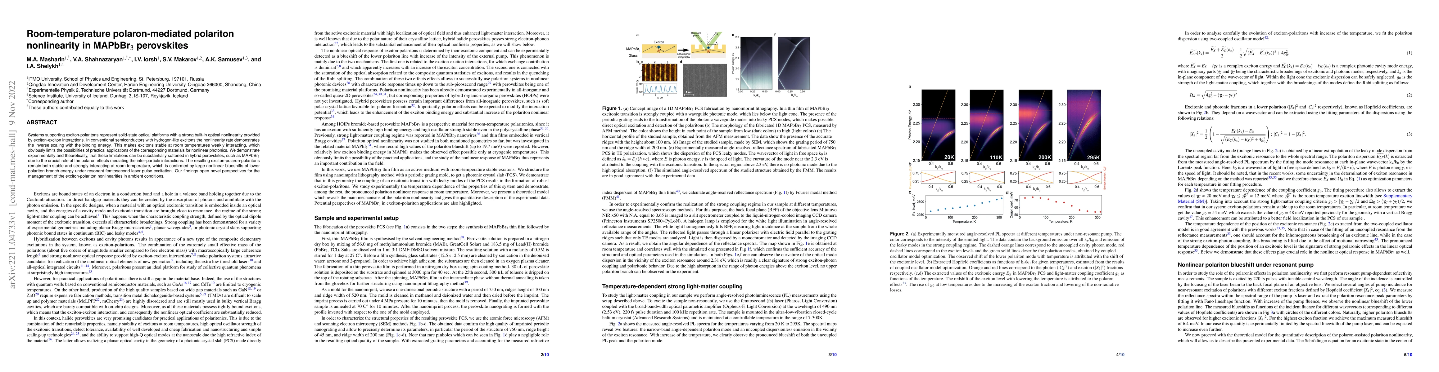 Thumbnail for Room-temperature polaron-mediated polariton nonlinearity in MAPbBr3
  perovskites