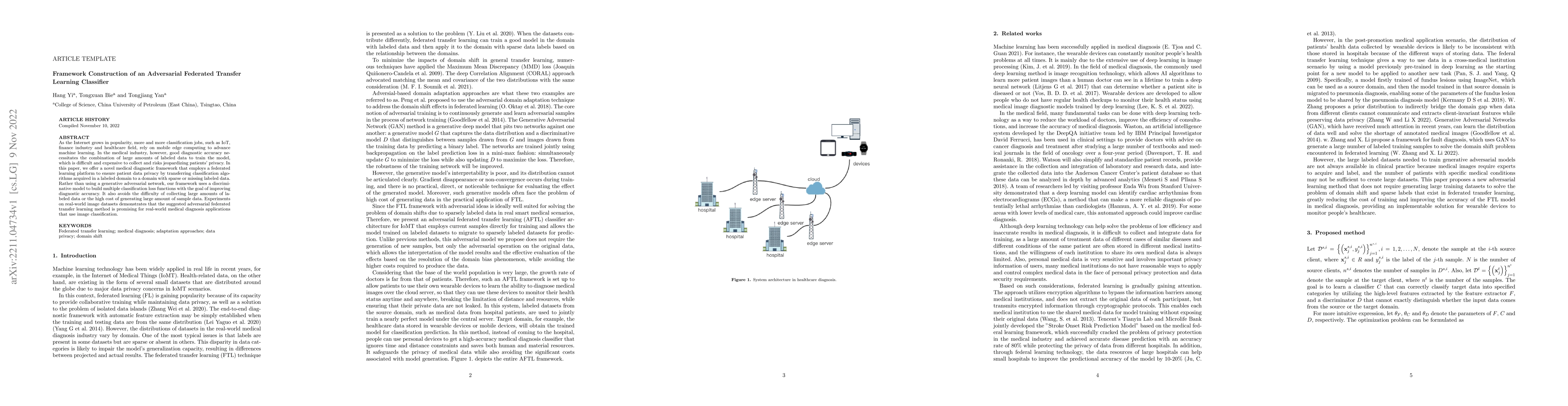 Thumbnail for Framework Construction of an Adversarial Federated Transfer Learning
  Classifier