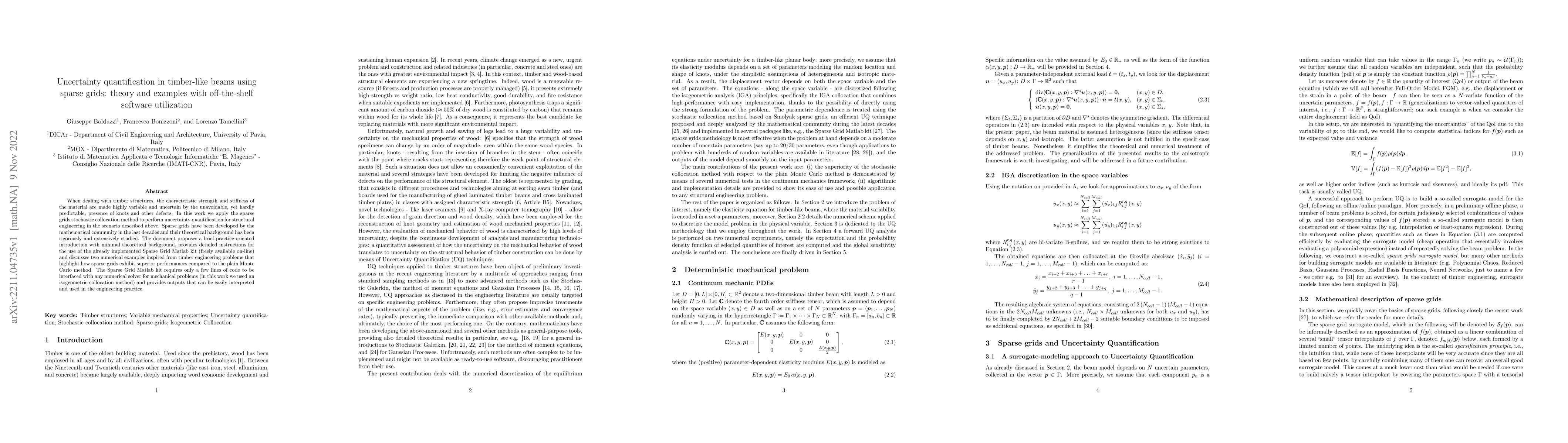 Thumbnail for Uncertainty quantification in timber-like beams using sparse grids:
  theory and examples with off-the-shelf software utilization