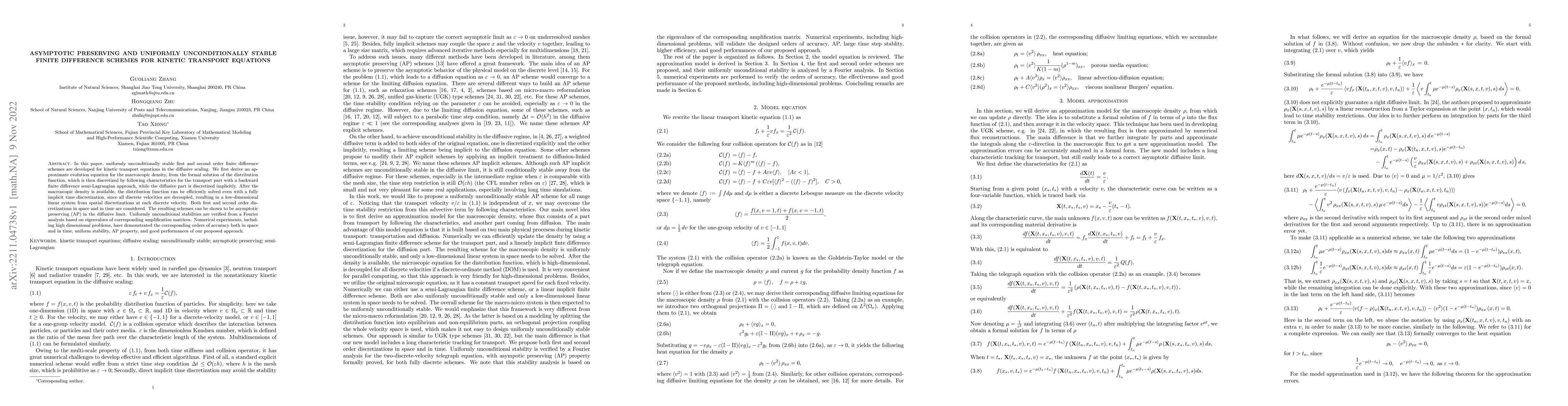 Thumbnail for Asymptotic preserving and uniformly unconditionally stable finite
  difference schemes for kinetic transport equations