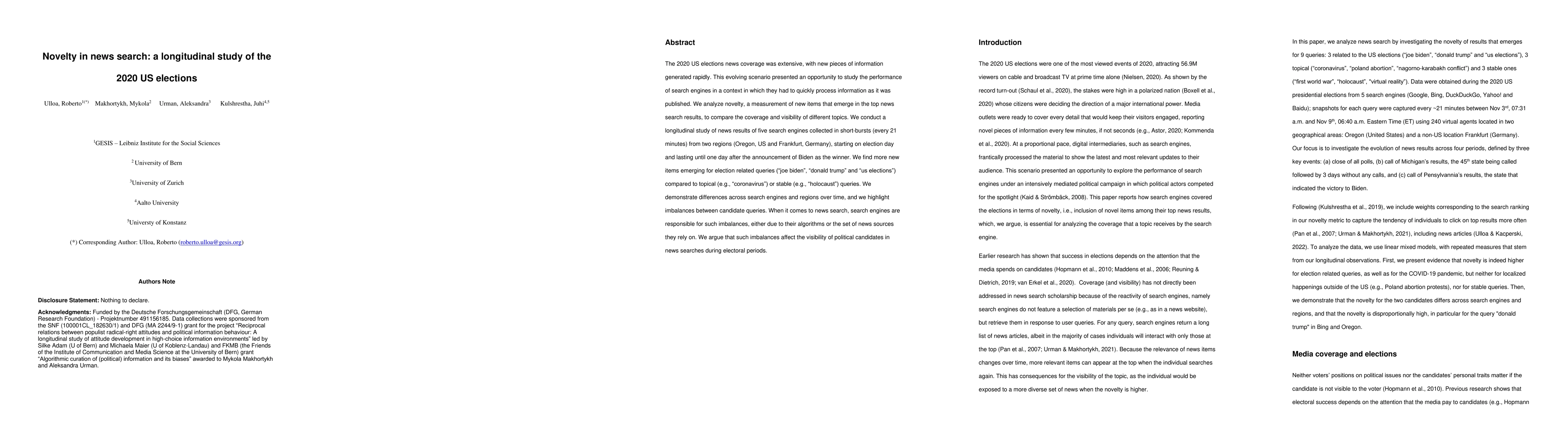 Thumbnail for Novelty in news search: a longitudinal study of the 2020 US elections