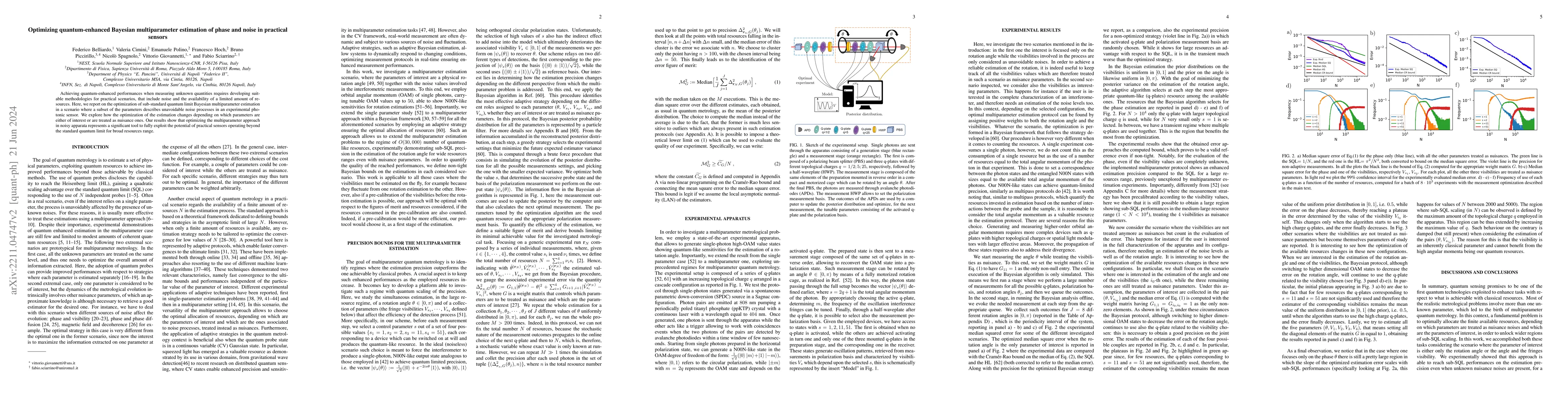 Thumbnail for Optimizing quantum-enhanced Bayesian multiparameter estimation of phase
  and noise in practical sensors