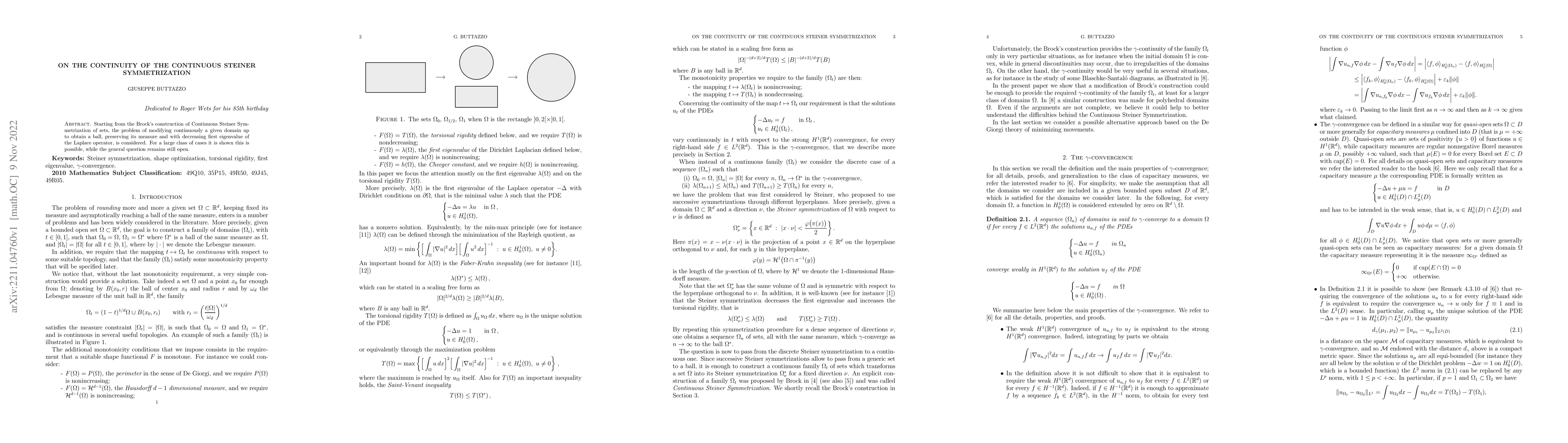Thumbnail for On the continuity of the Continuous Steiner Symmetrization