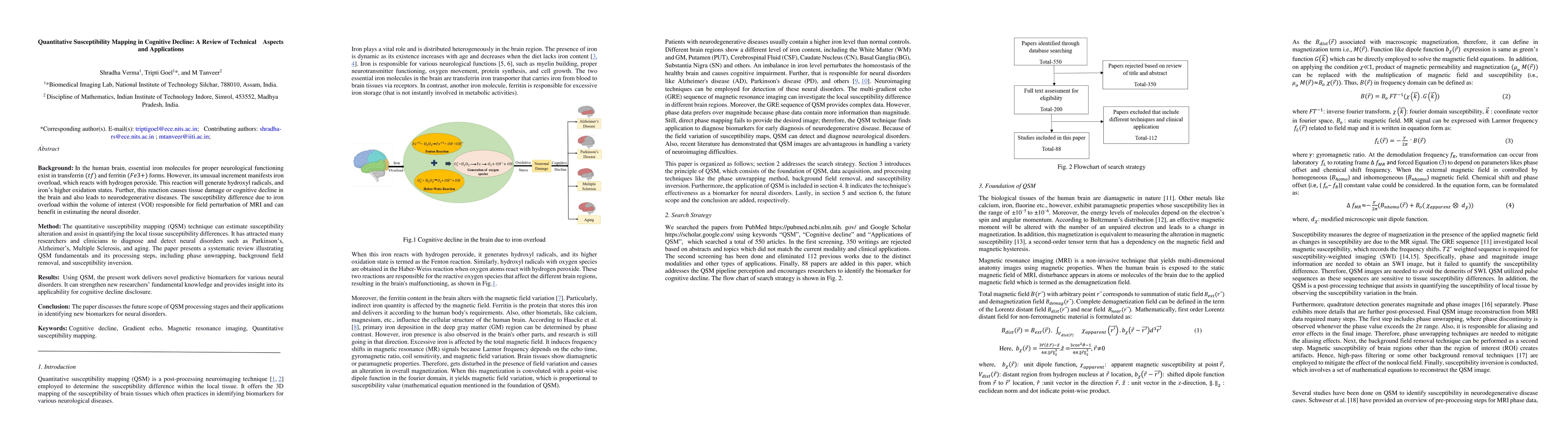 Thumbnail for Quantitative Susceptibility Mapping in Cognitive Decline: A Review of
  Technical Aspects and Applications