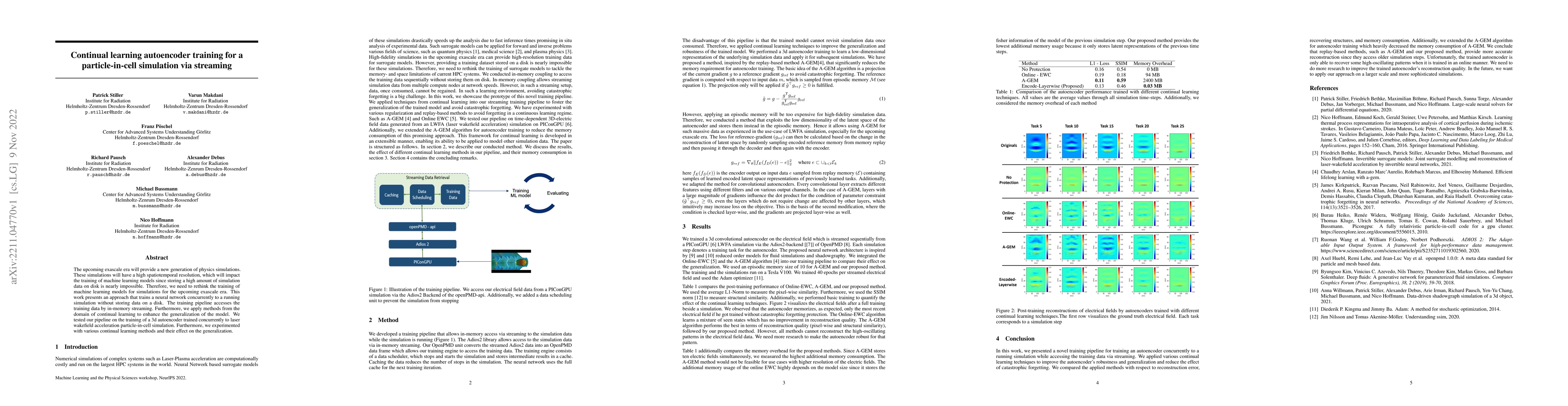 Thumbnail for Continual learning autoencoder training for a particle-in-cell
  simulation via streaming