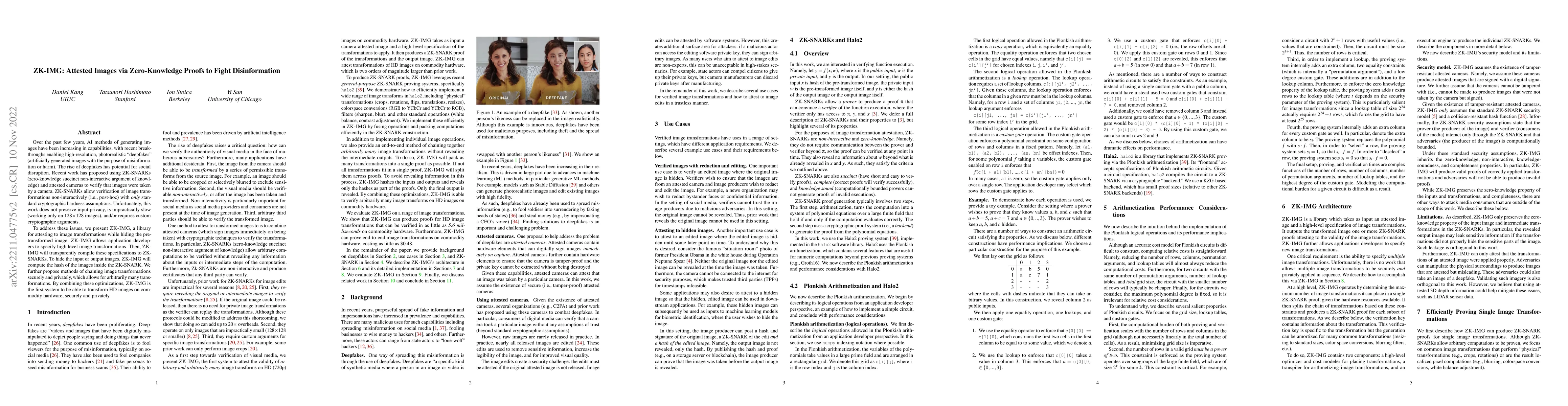 Thumbnail for ZK-IMG: Attested Images via Zero-Knowledge Proofs to Fight
  Disinformation