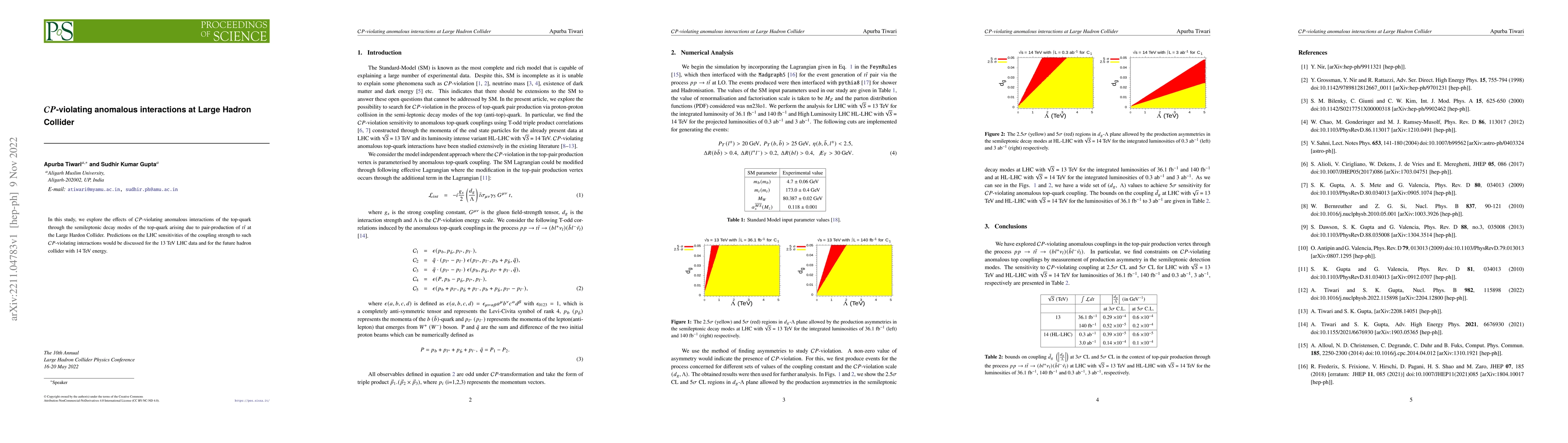 Thumbnail for $\mathcal CP$-violating anomalous interactions at Large Hadron Collider