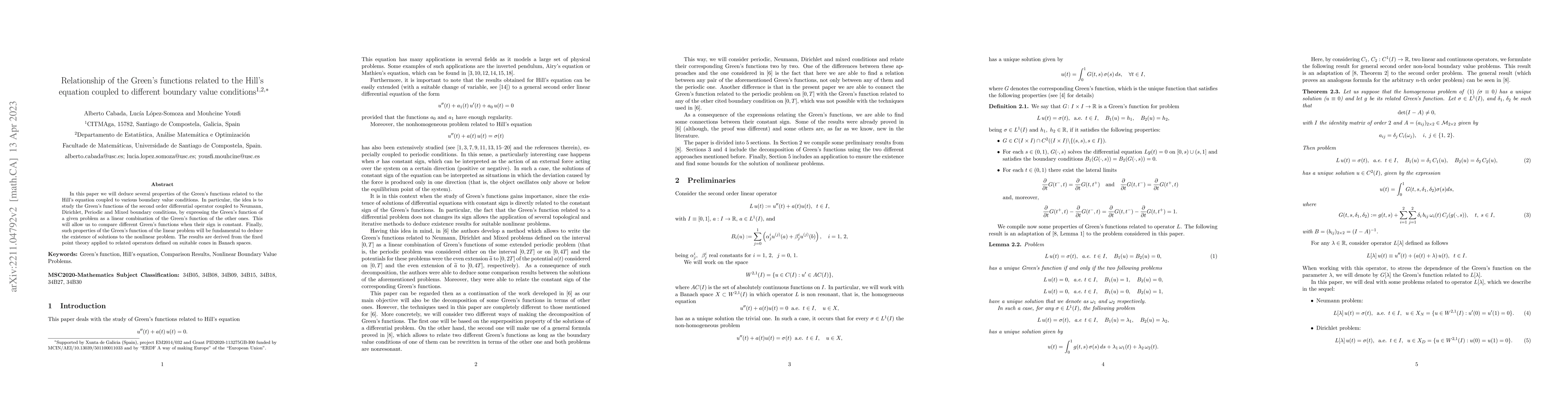 Thumbnail for Relationship of the Green's functions related to the Hill's equation
  coupled to different boundary value conditions