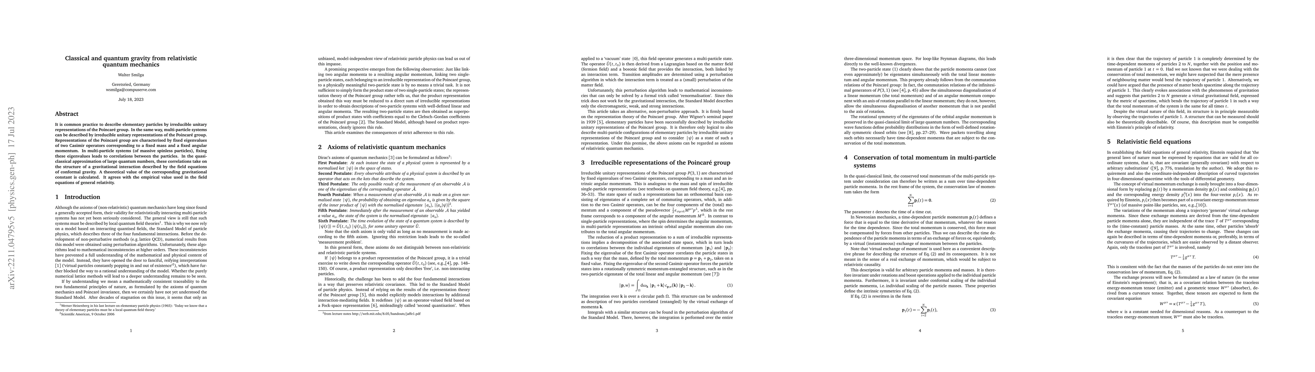 Thumbnail for Classical and quantum gravity from relativistic quantum mechanics