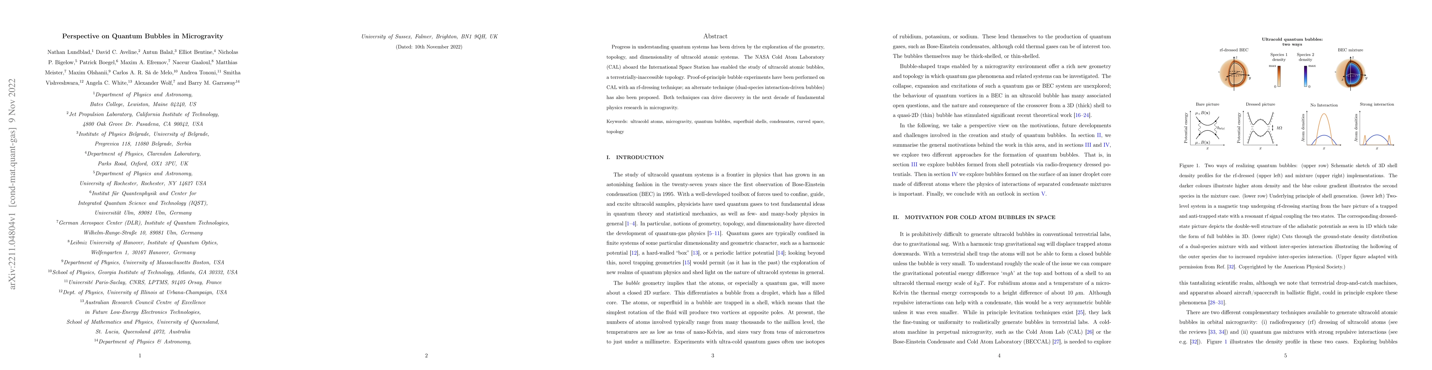 Thumbnail for Perspective on Quantum Bubbles in Microgravity