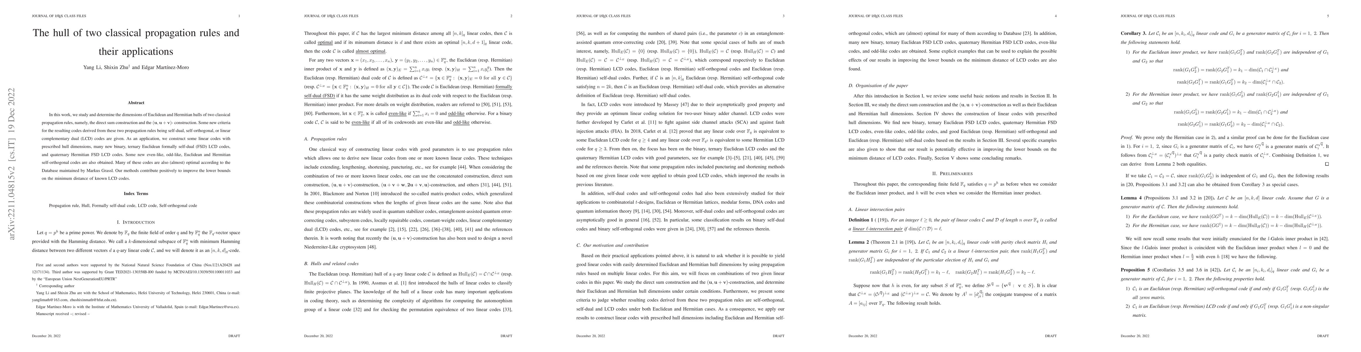 Thumbnail for The hull of two classical propagation rules and their applications