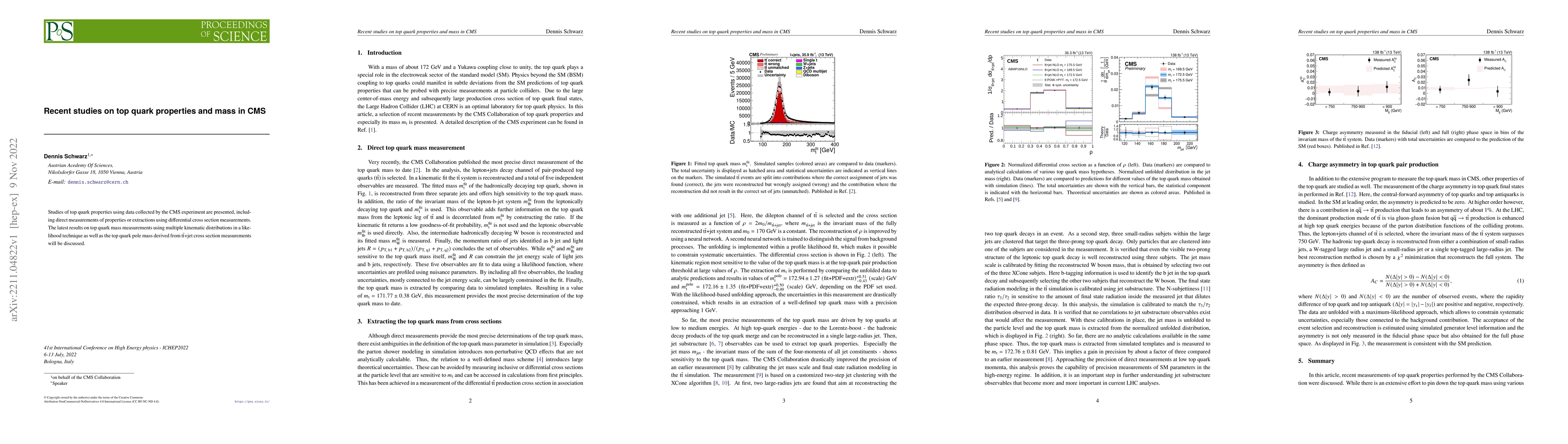 Thumbnail for Recent studies on top quark properties and mass in CMS