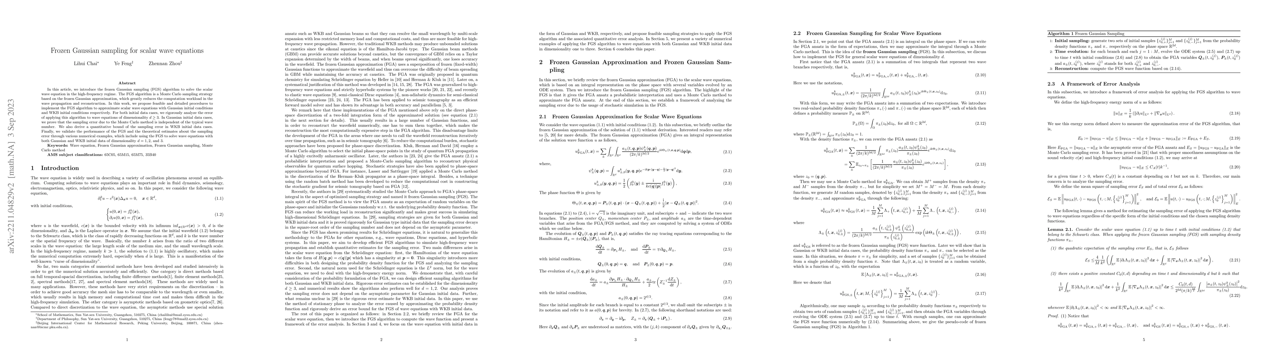 Thumbnail for Frozen Gaussian Sampling for Scalar Wave Equations