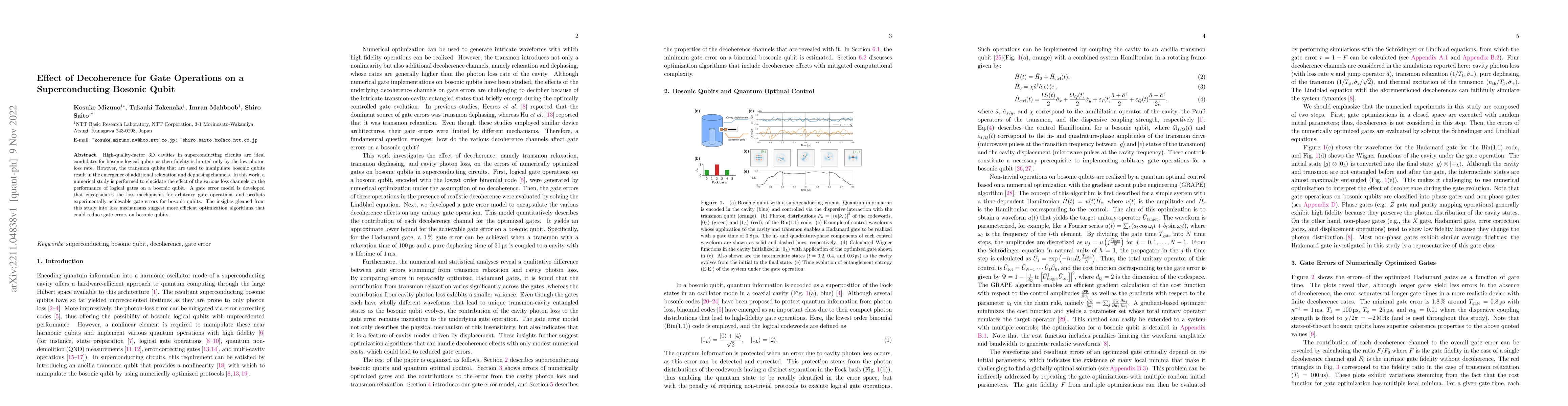 Thumbnail for Effect of Decoherence for Gate Operations on a Superconducting Bosonic
  Qubit