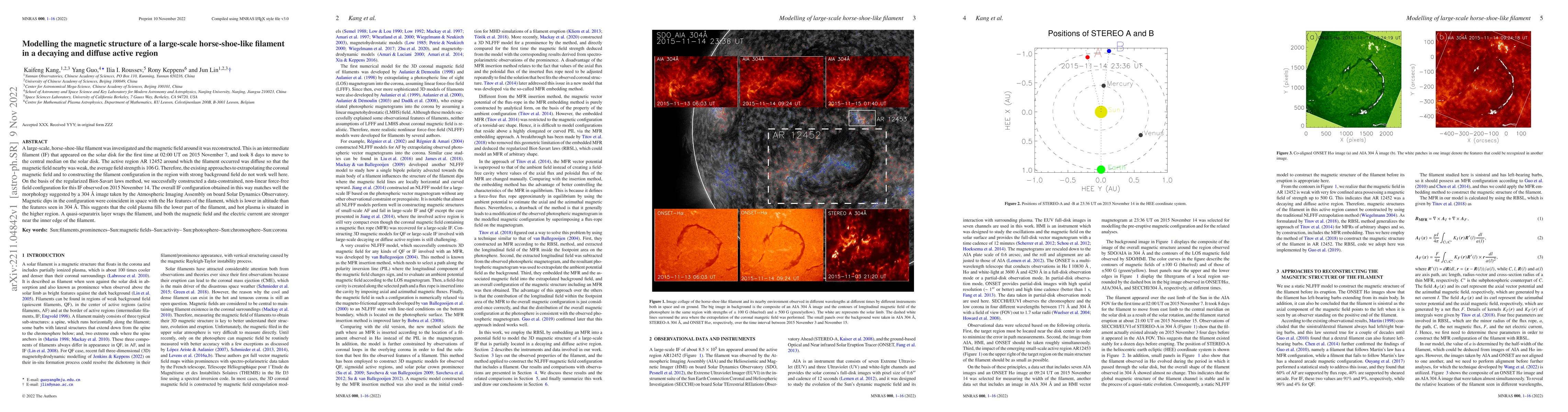Thumbnail for Modelling the magnetic structure of a large-scale horse-shoe-like
  filament in a decaying and diffuse active region