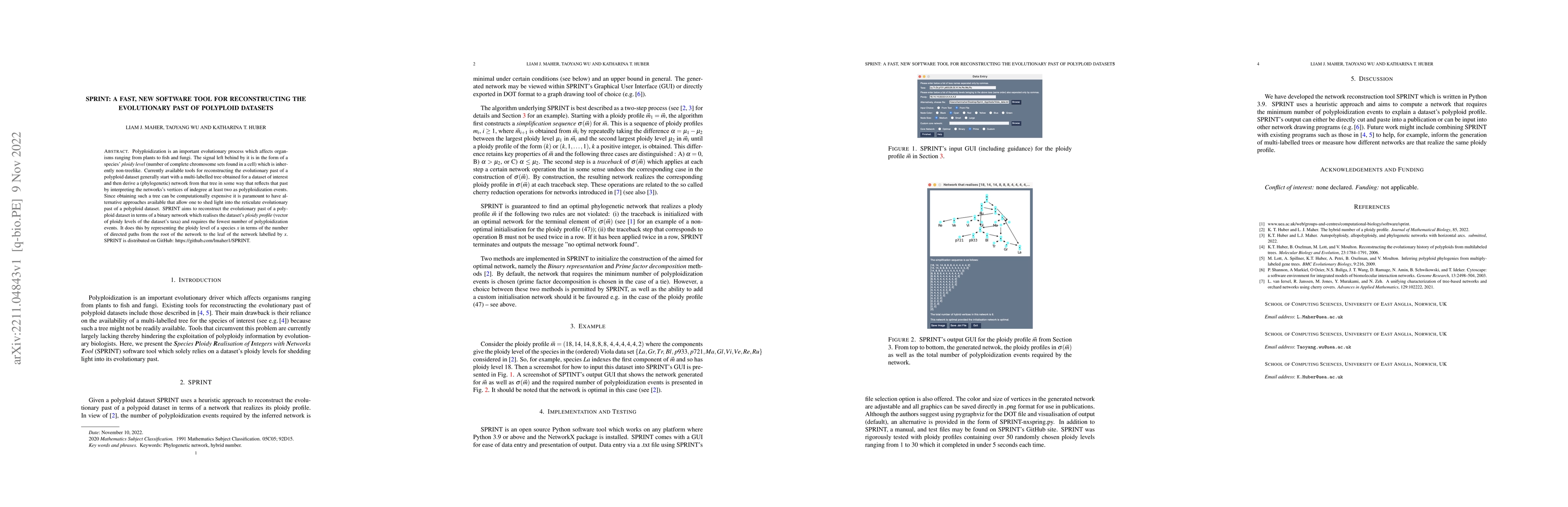 Thumbnail for SPRINT: A fast, new software tool for reconstructing the evolutionary
  past of polyploid datasets