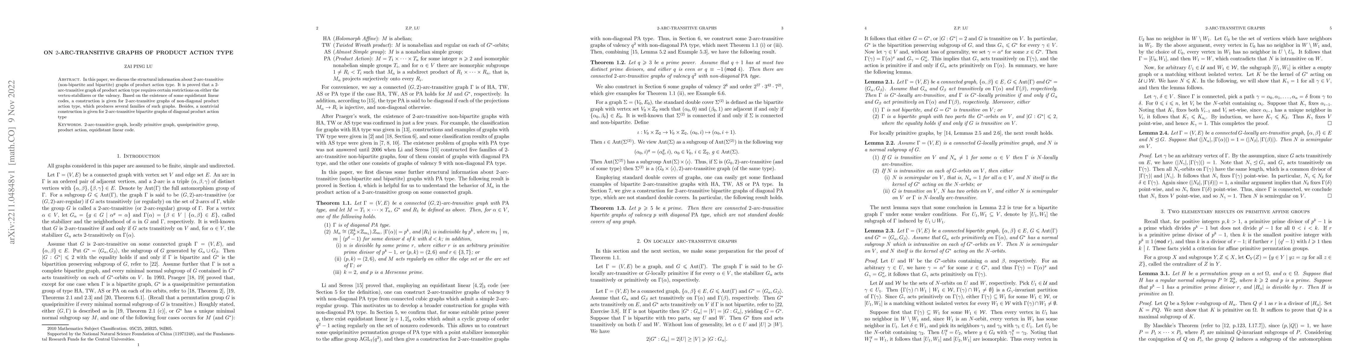 Thumbnail for On 2-arc-transitive graphs of product action type