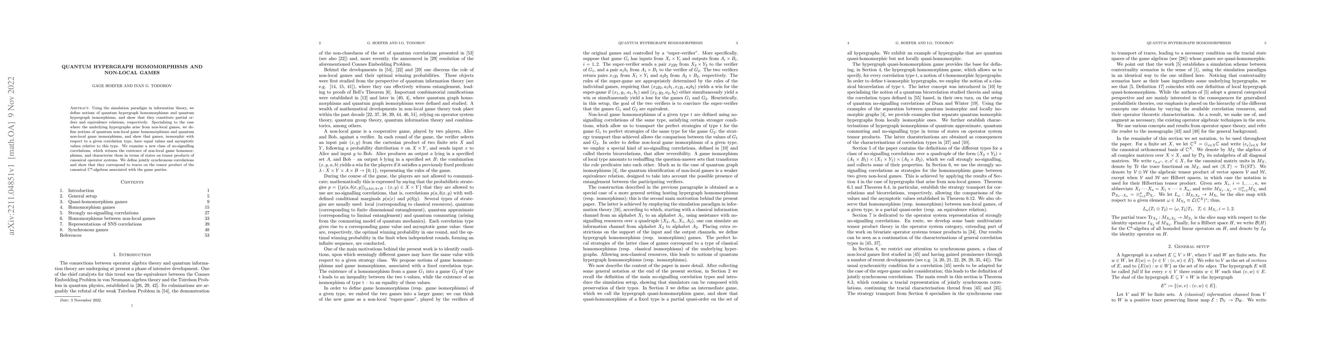 Thumbnail for Quantum hypergraph homomorphisms and non-local games