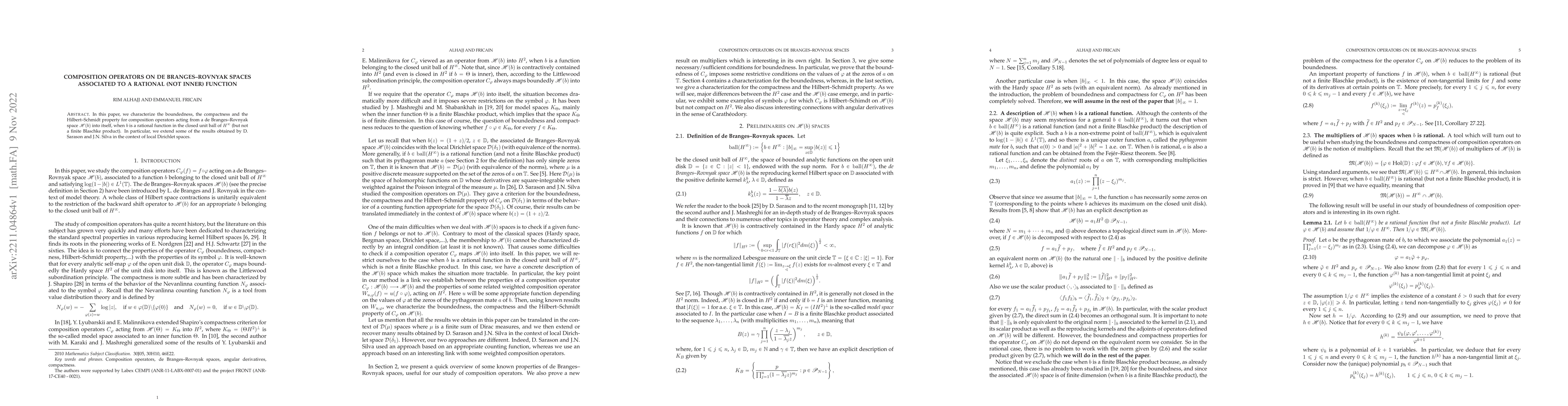 Thumbnail for Composition Operators On De Branges-rovnyak Spaces Associated To A
  Rational (Not Inner) Function