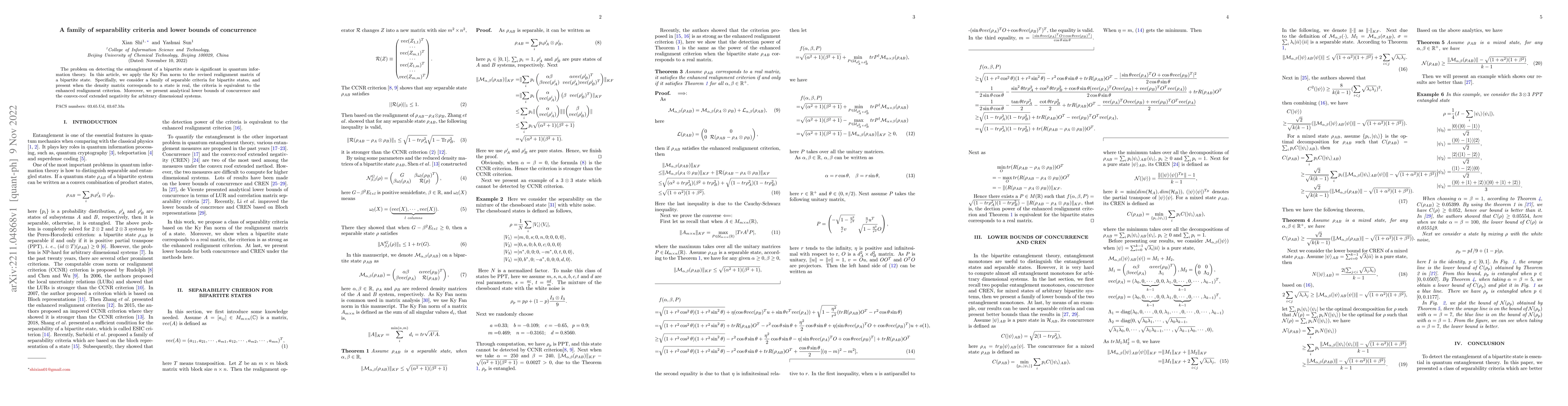 Thumbnail for A family of separability criteria and lower bounds of concurrence