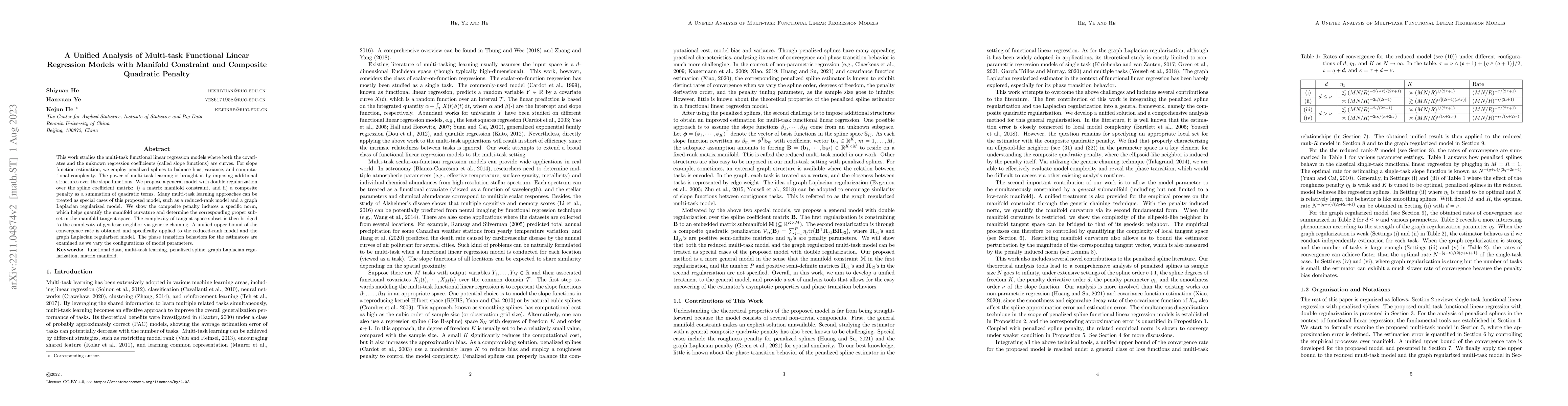 Thumbnail for A Unified Analysis of Multi-task Functional Linear Regression Models
  with Manifold Constraint and Composite Quadratic Penalty