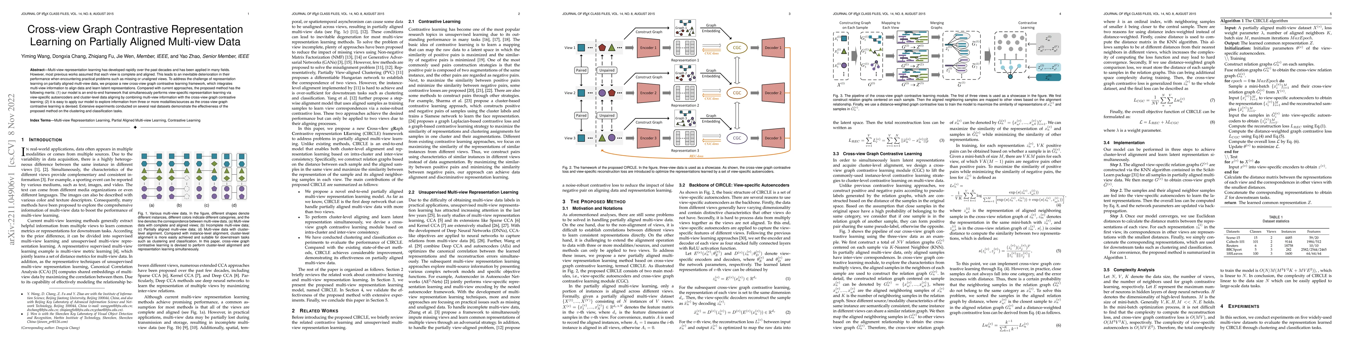 Thumbnail for Cross-view Graph Contrastive Representation Learning on Partially
  Aligned Multi-view Data