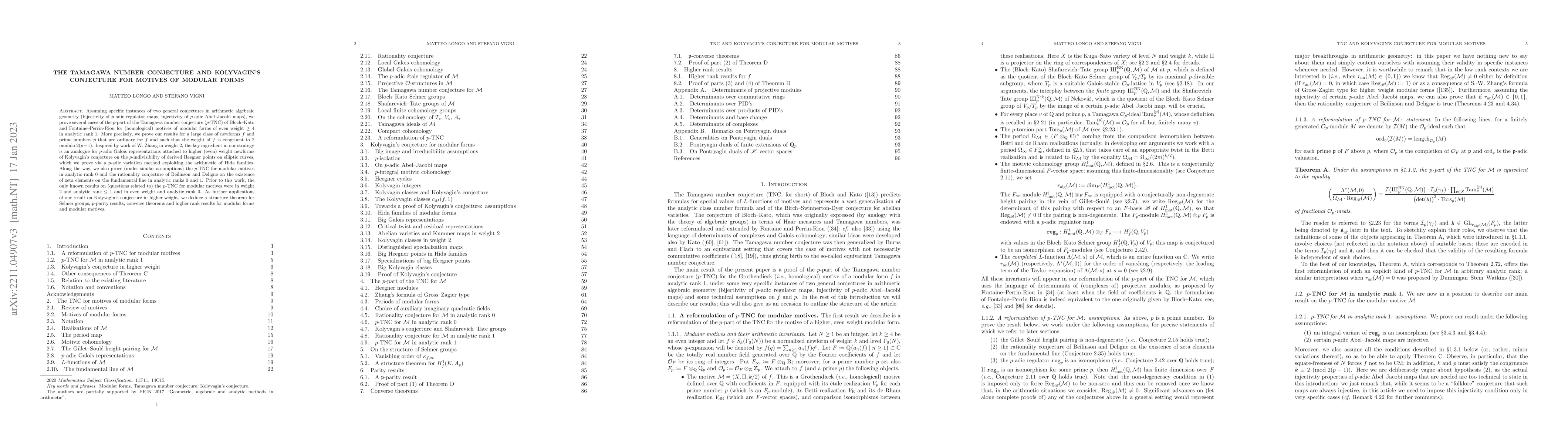Thumbnail for The Tamagawa number conjecture and Kolyvagin's conjecture for motives of
  modular forms