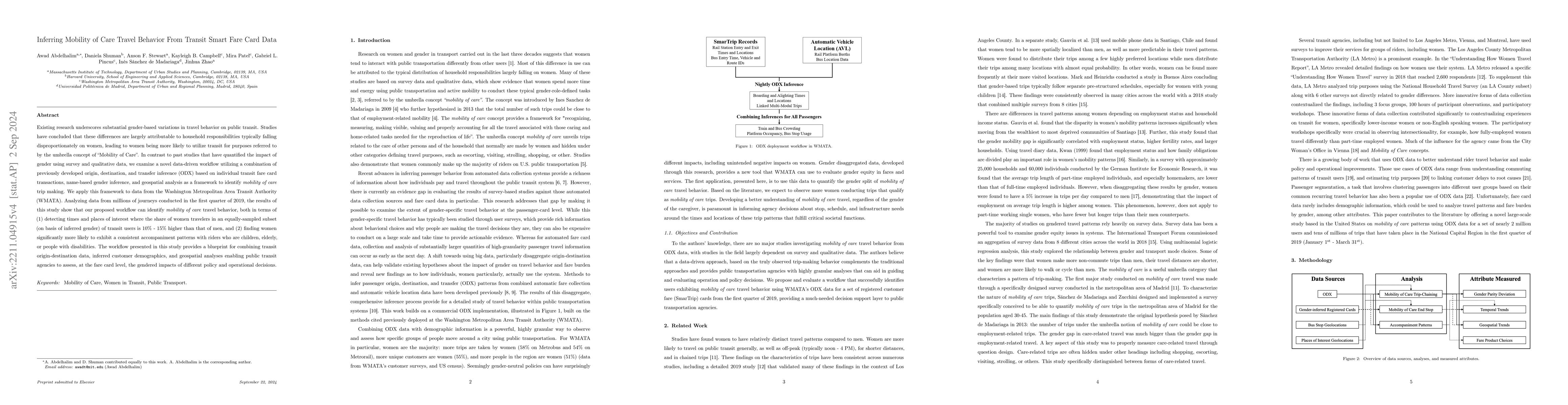 Thumbnail for Inferring Mobility of Care Travel Behavior From Transit
  Origin-Destination Data
