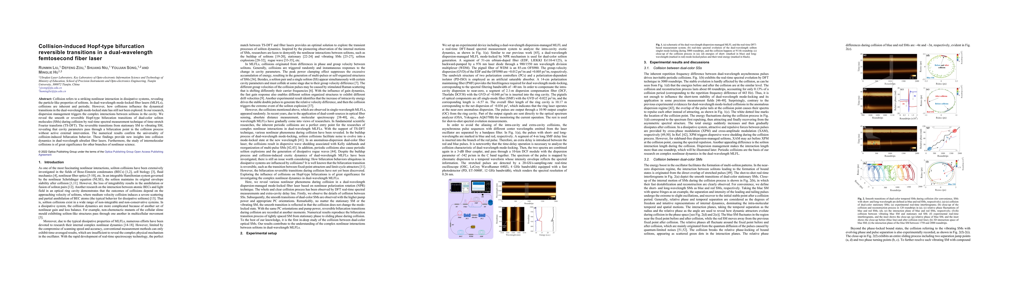 Thumbnail for Collision-induced Hopf-type bifurcation reversible transitions in a
  dual-wavelength femtosecond fiber laser