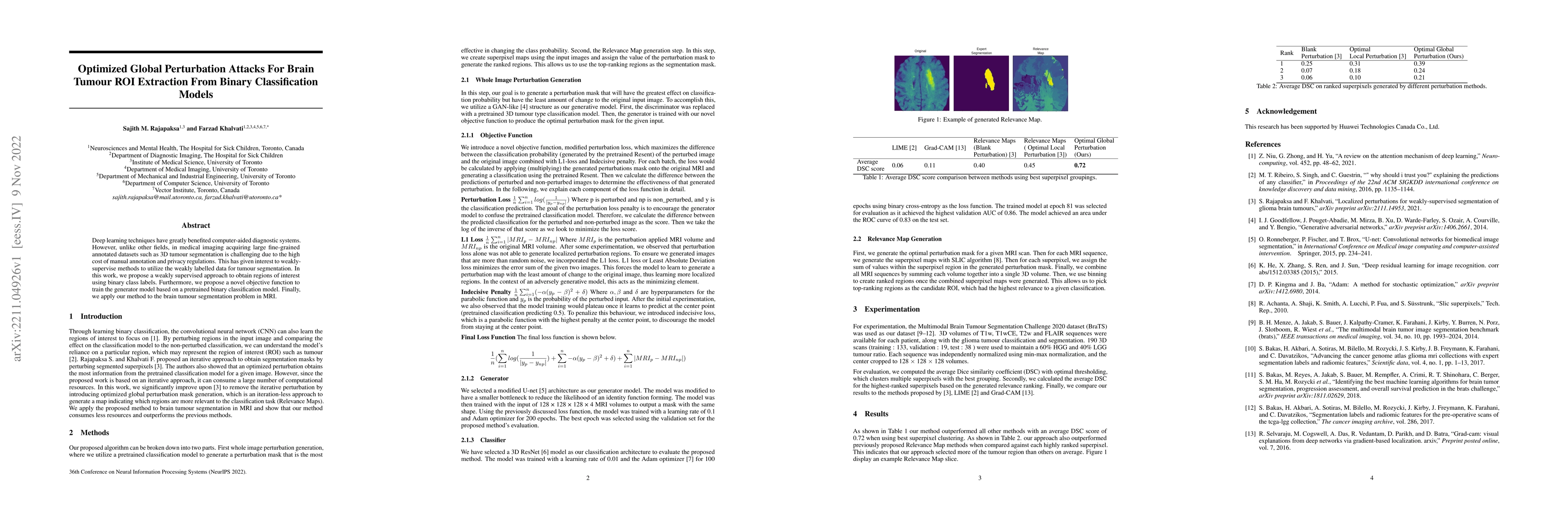 Thumbnail for Optimized Global Perturbation Attacks For Brain Tumour ROI Extraction
  From Binary Classification Models