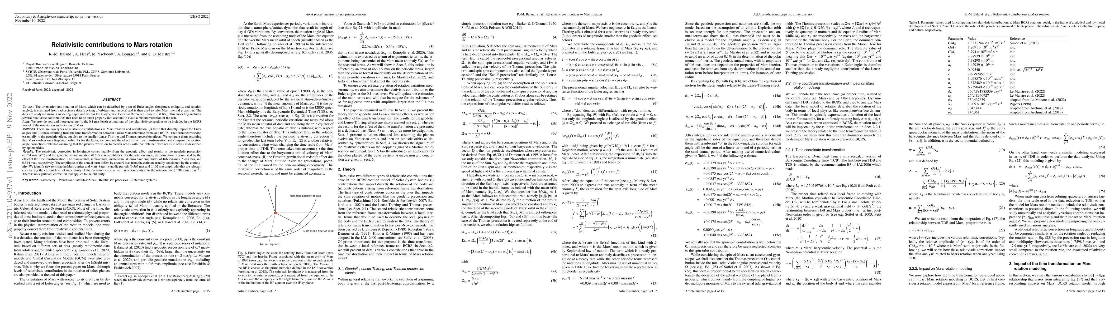 Thumbnail for Relativistic contributions to Mars rotation
