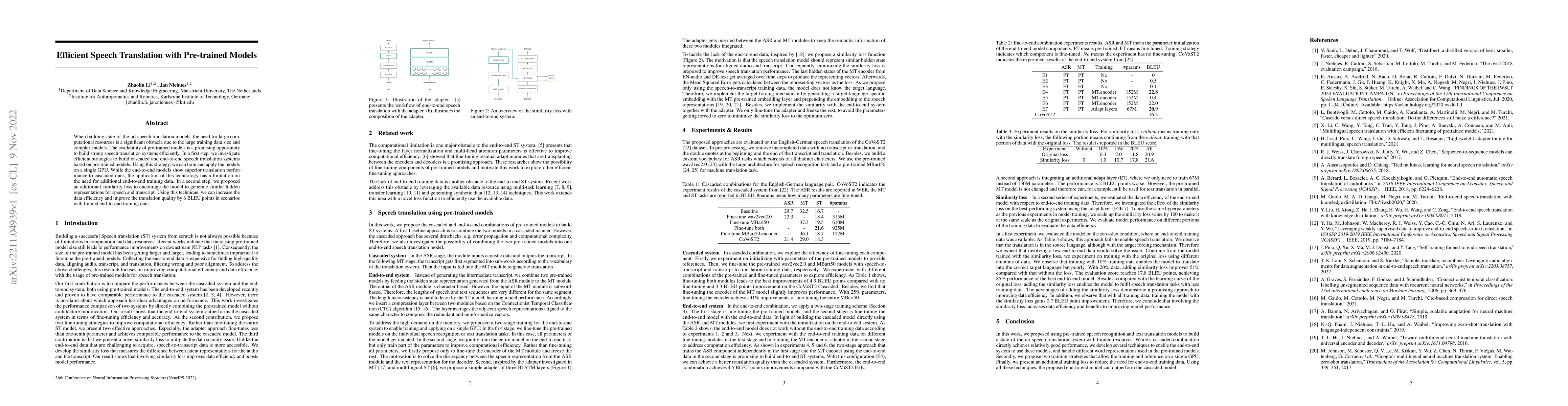 Thumbnail for Efficient Speech Translation with Pre-trained Models