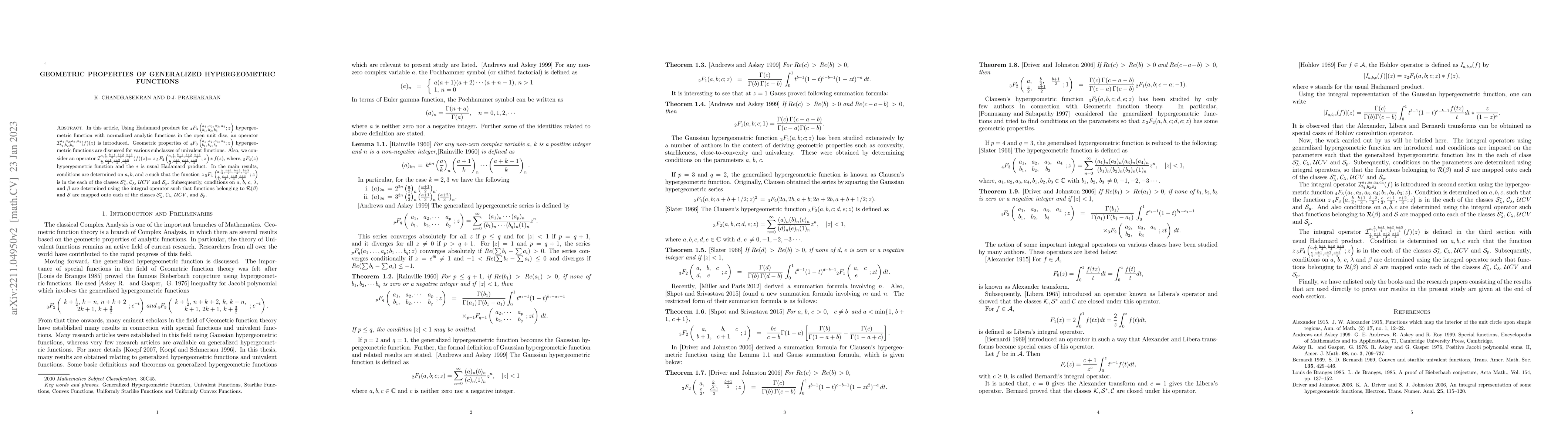 Thumbnail for Geometric Properties of Generalized Hypergeometric Functions