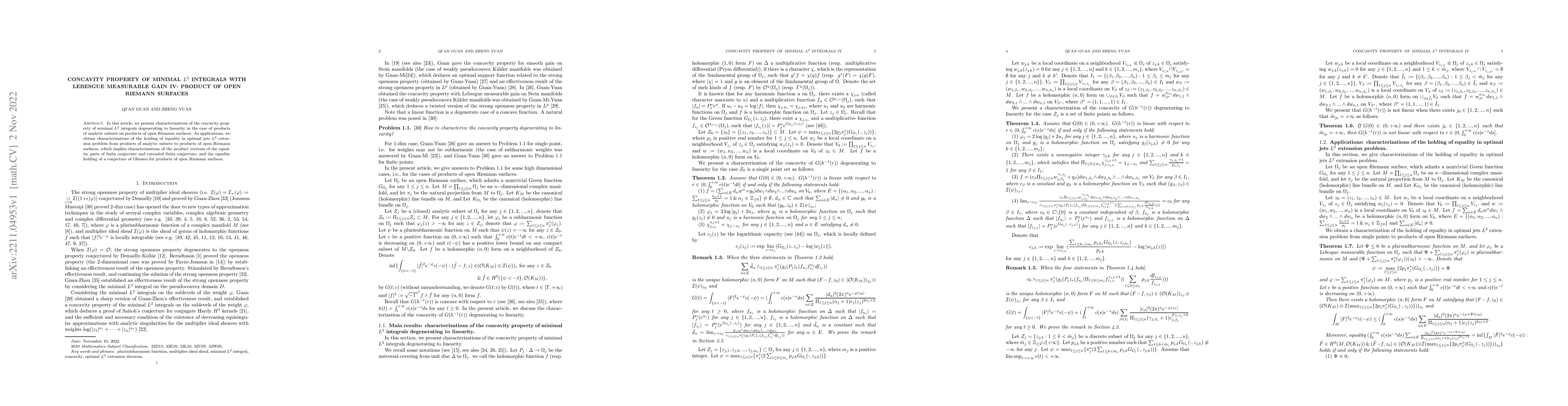 Thumbnail for Concavity property of minimal $L^2$ integrals with Lebesgue measurable
  gain IV: product of open Riemann surfaces