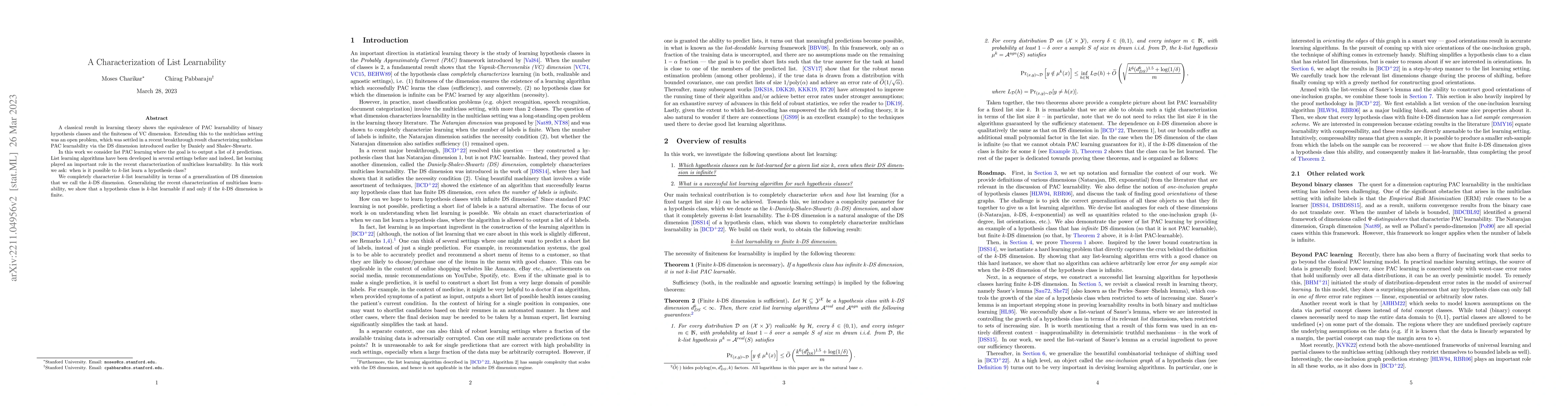 Thumbnail for A Characterization of List Learnability