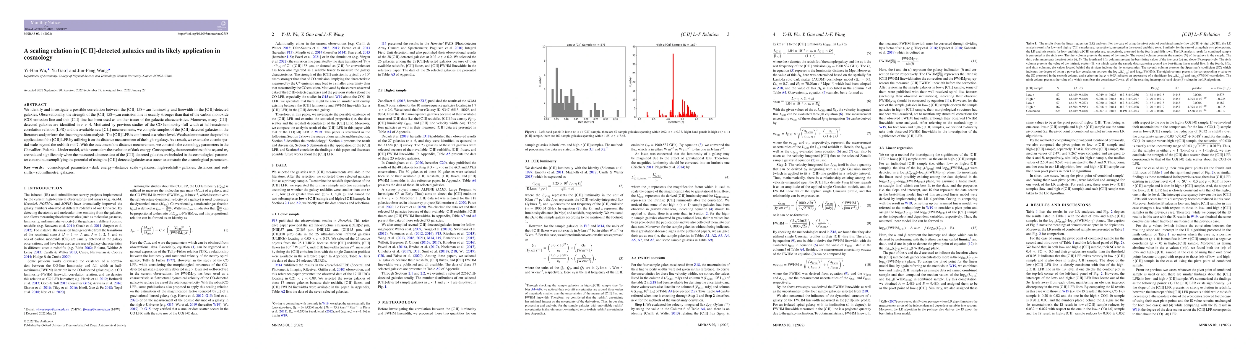 Thumbnail for A scaling relation in [C II]-detected galaxies and its likely
  application in cosmology