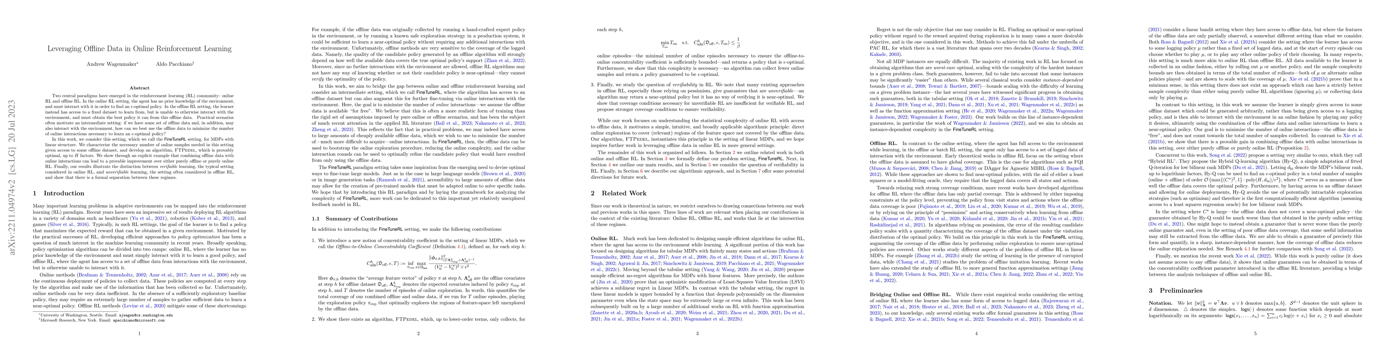 Thumbnail for Leveraging Offline Data in Online Reinforcement Learning