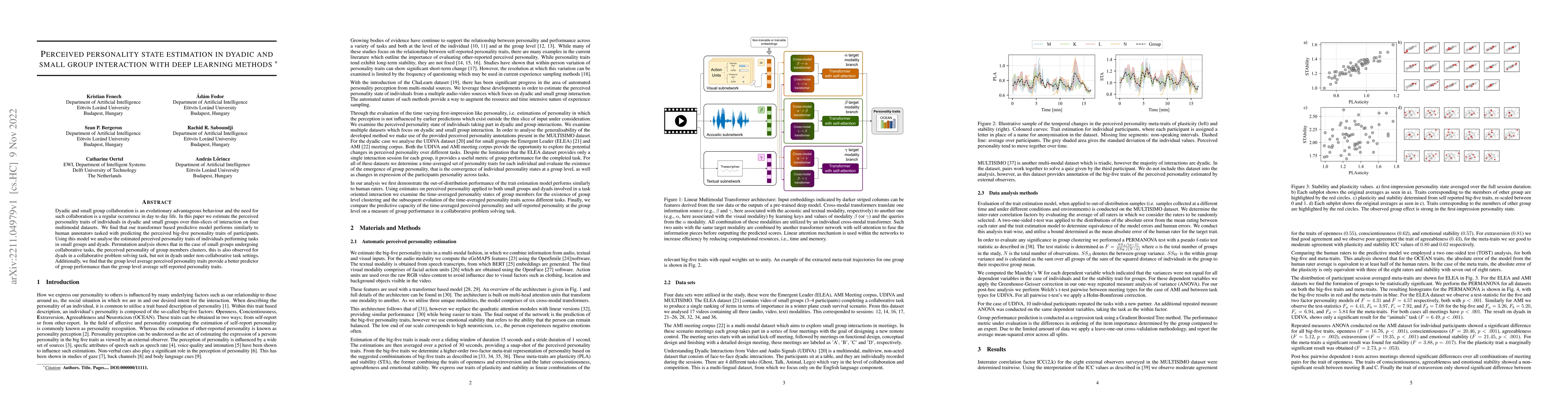 Thumbnail for Perceived personality state estimation in dyadic and small group
  interaction with deep learning methods